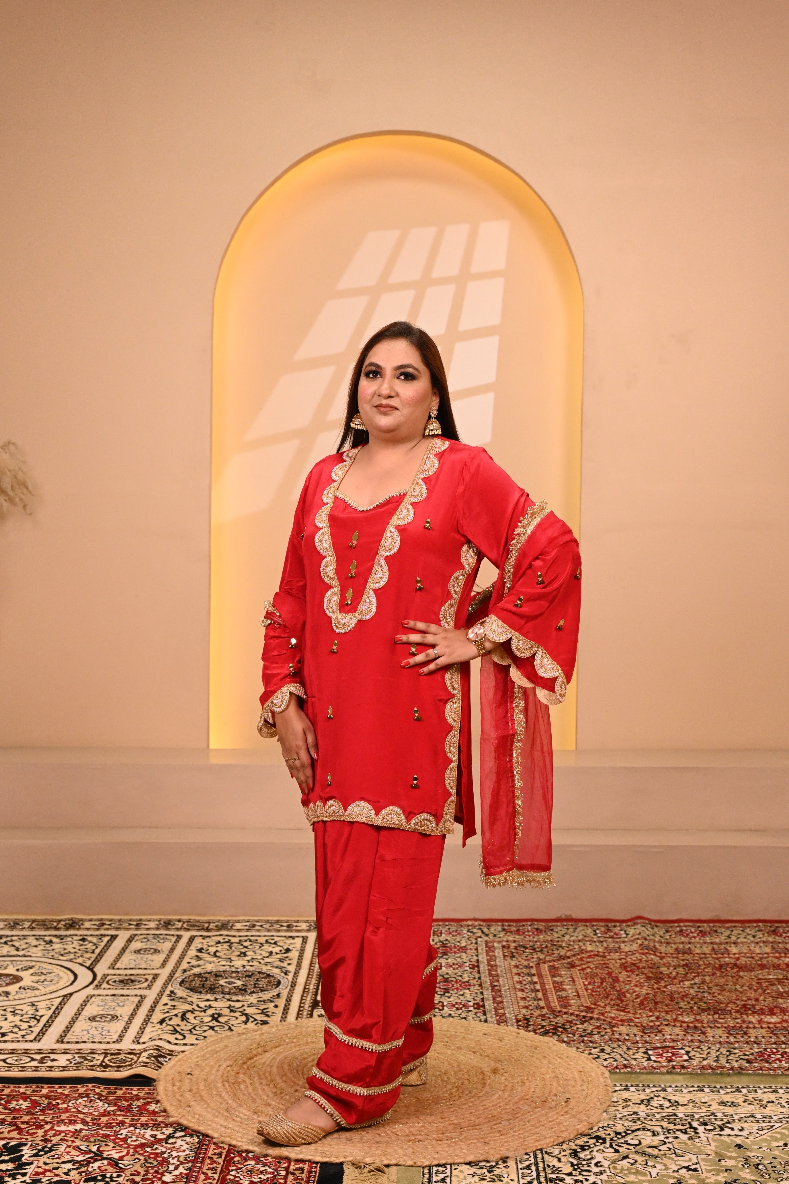 Royal Farshi Salwar Set - Red