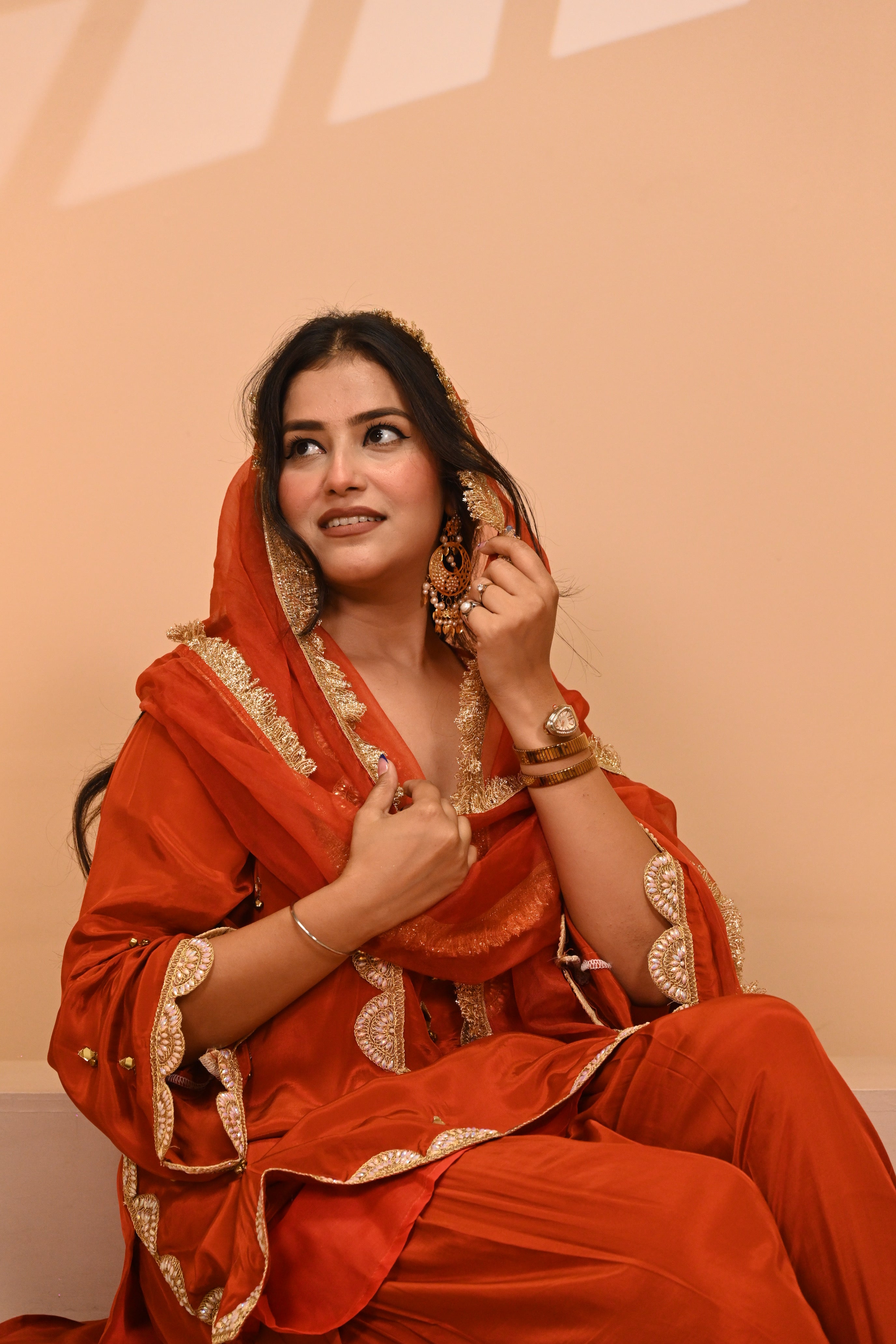 Royal Farshi Salwar Set - Rust