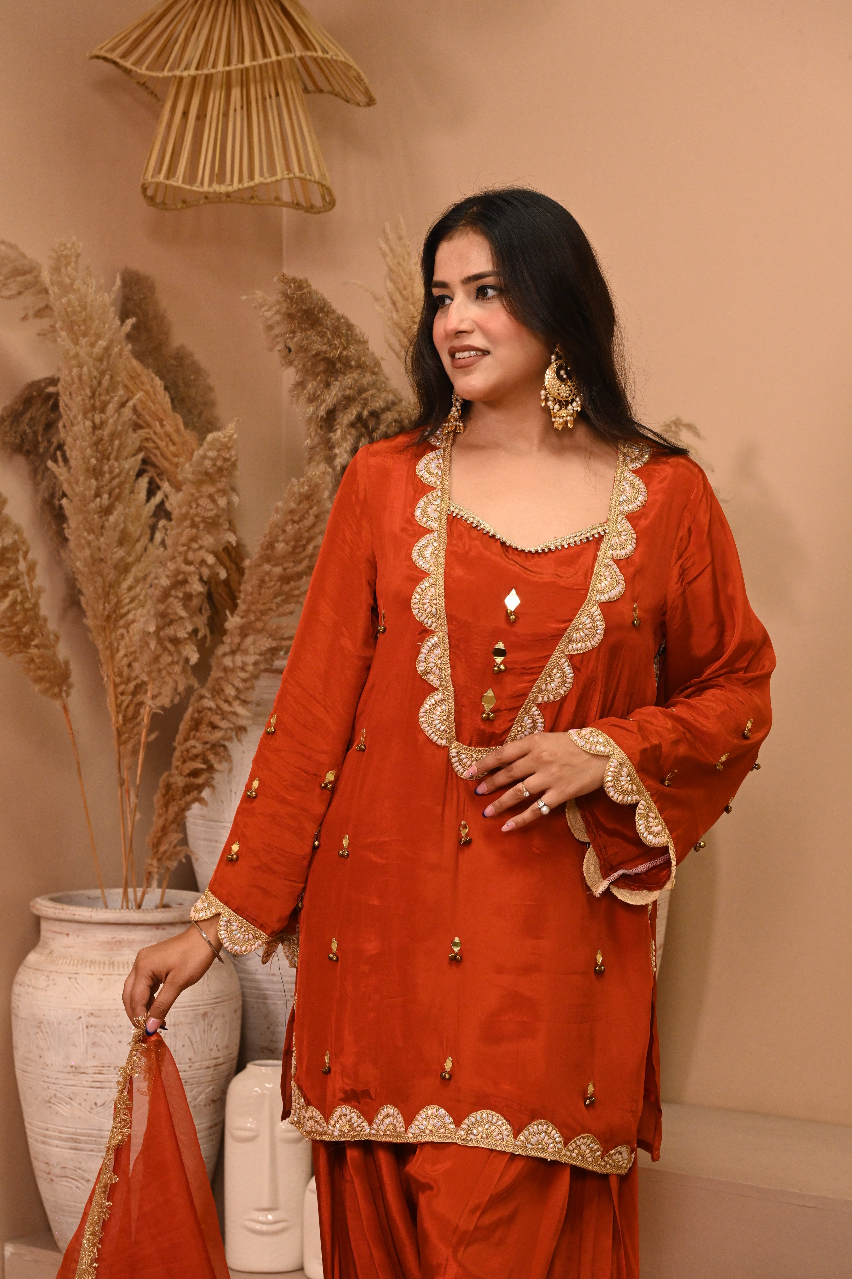 Royal Farshi Salwar Set - Rust