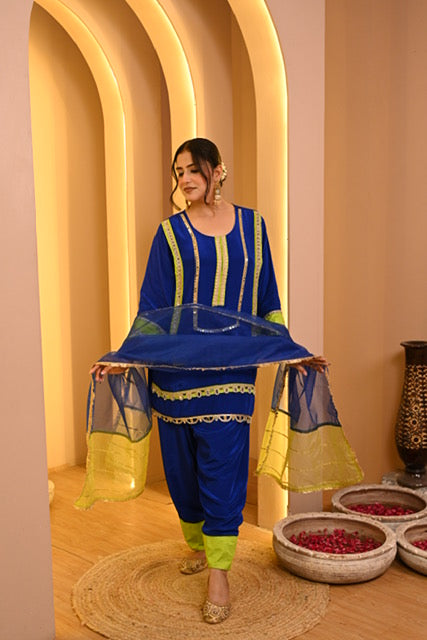 Vibrant Gotta Co-ord Set with Salwar - Blue