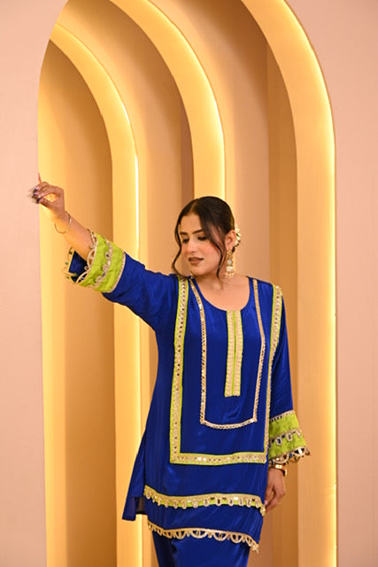 Vibrant Gotta Co-ord Set with Salwar - Blue