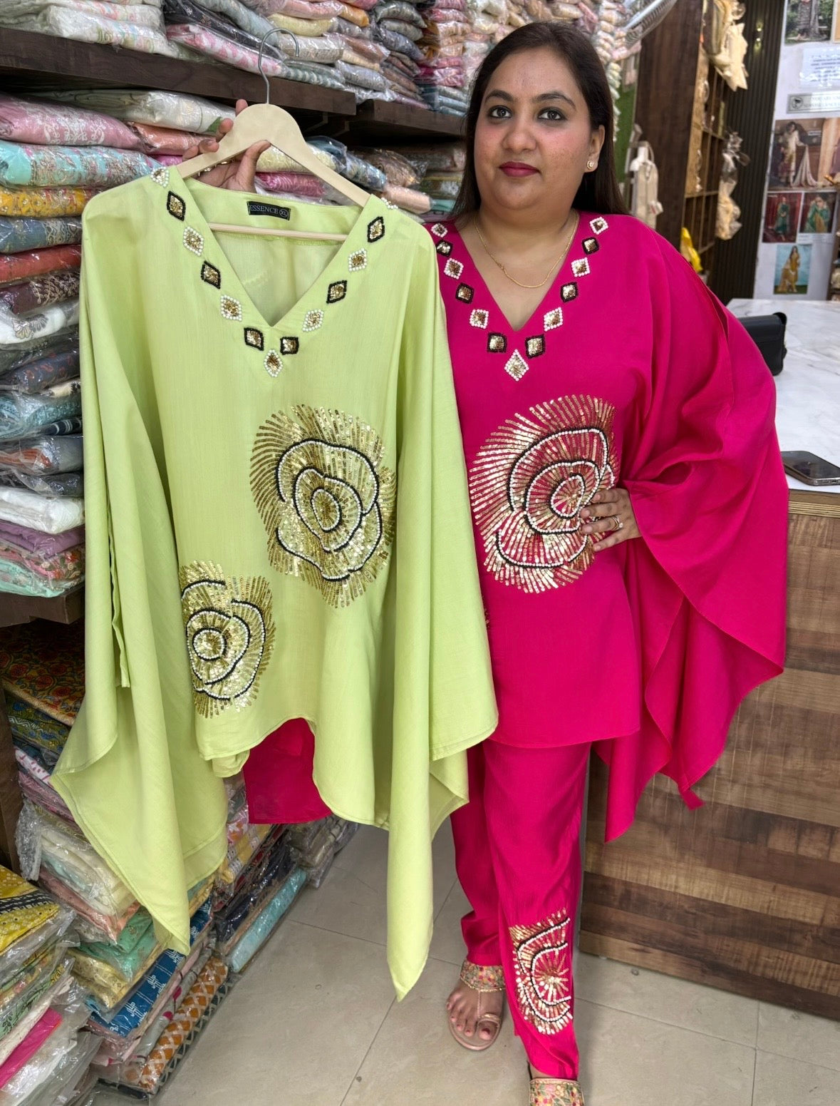 Handwork Embroidered Co-ord Set - Lime Green