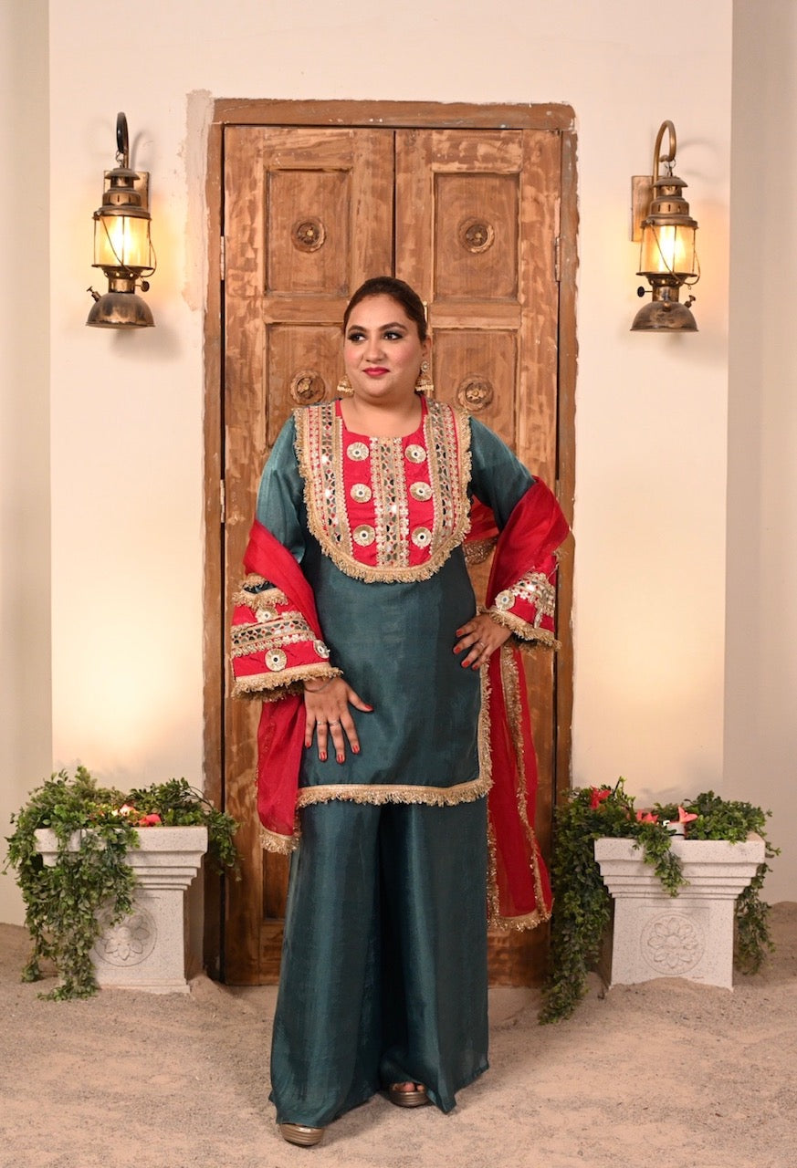 Elegant Gotta Work Palazzo Suit - Teal Blue