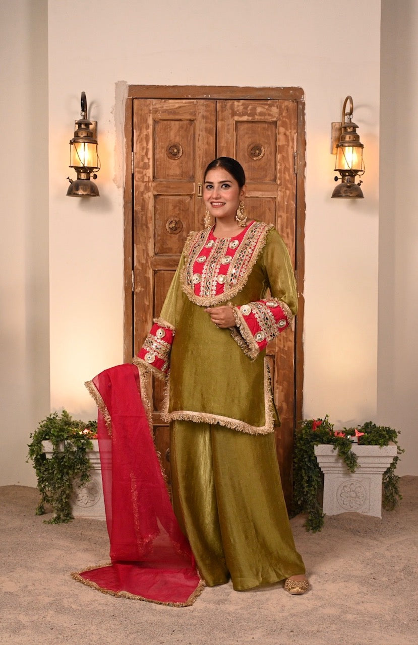 Elegant Gotta Work Palazzo Suit - Green