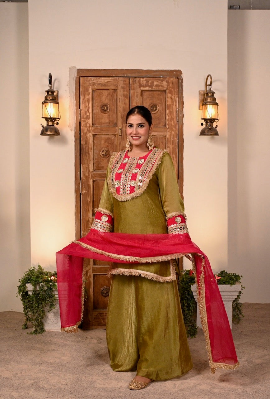 Elegant Gotta Work Palazzo Suit - Green