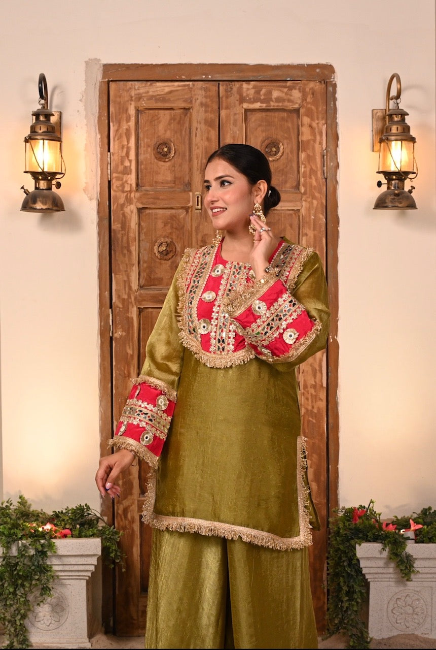 Elegant Gotta Work Palazzo Suit - Green