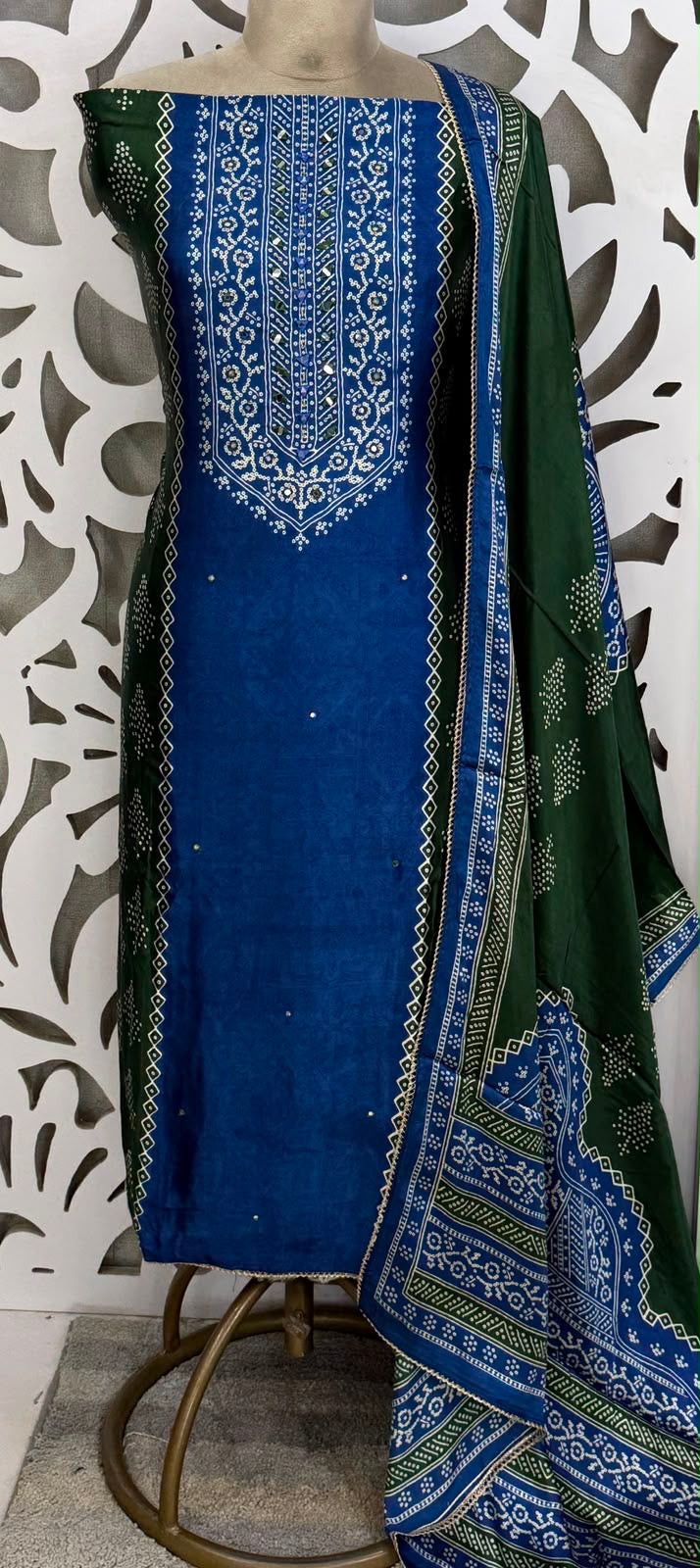 Gajji Silk Suit Set - Green