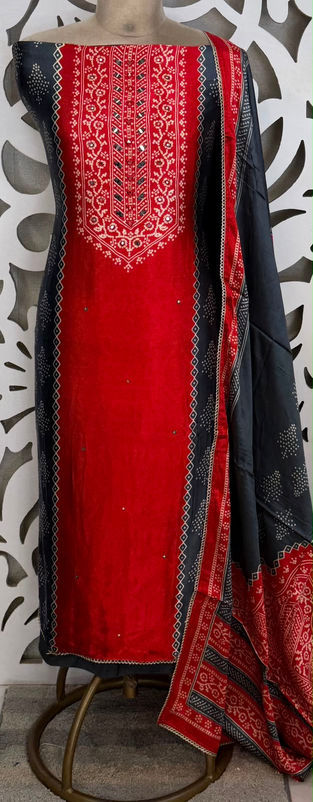 Gajji Silk Suit Set - Grey