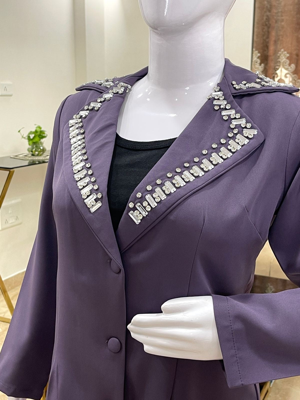 Luxury Embroidered Rayon Cordset - Purple