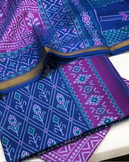 Premium Rajkoti Silk- The Upgraded Claasic (Blue Purple)